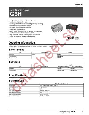 G6H-2-100 DC12 datasheet  